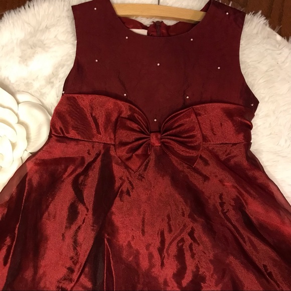 Bonnie Jean Girls Silk Dress Maroon Burgandy 6X Zips Lined Dressy Formal   [B] - Picture 2 of 4